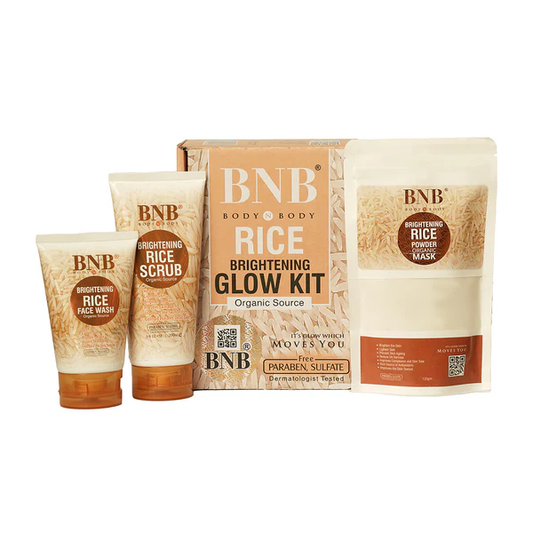 BNB 3 In 1 Rice Extract & Glow Kit ~ Rice Face Wash + Rice Scrub + Rice Face Mask